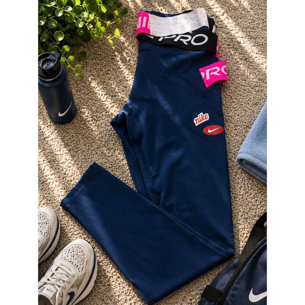 Nike One Luxe Icon Clash Leggings Women's Small Blue Pink Dri-FIT High Rise